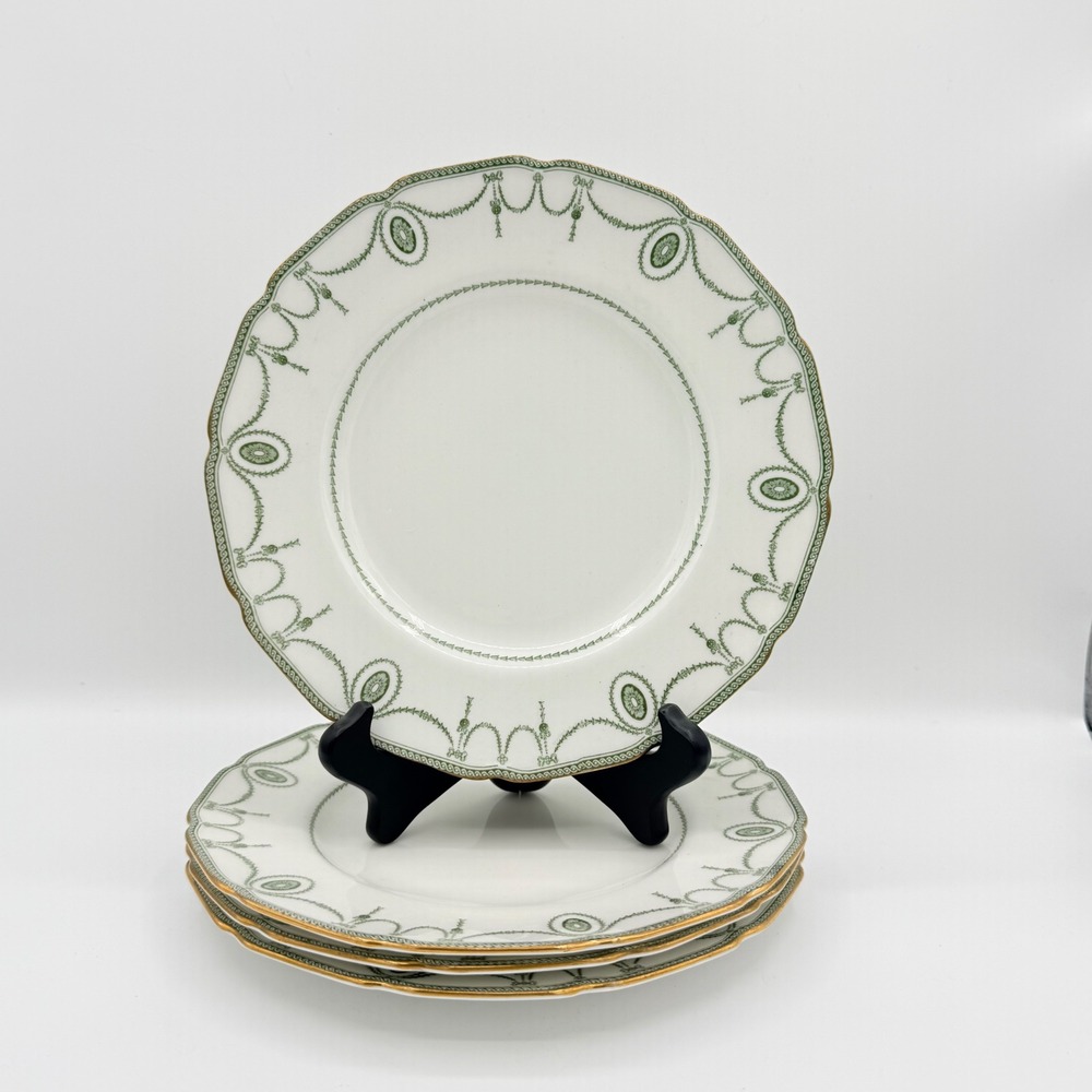 Royal Doulton Countess Antique Green Gold Luncheon Plates Set of 4